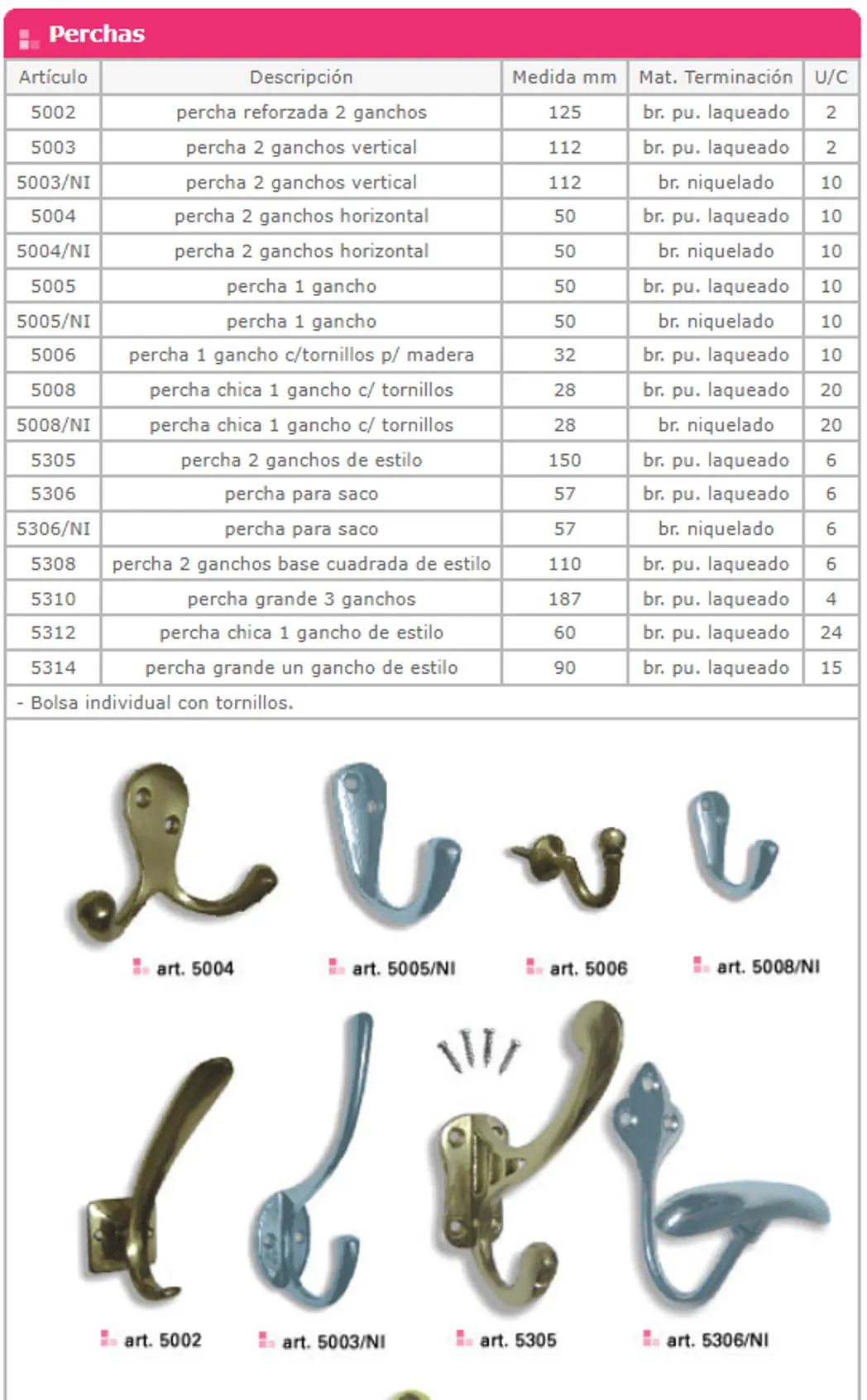 Ficha de catálogo de Línea 5000