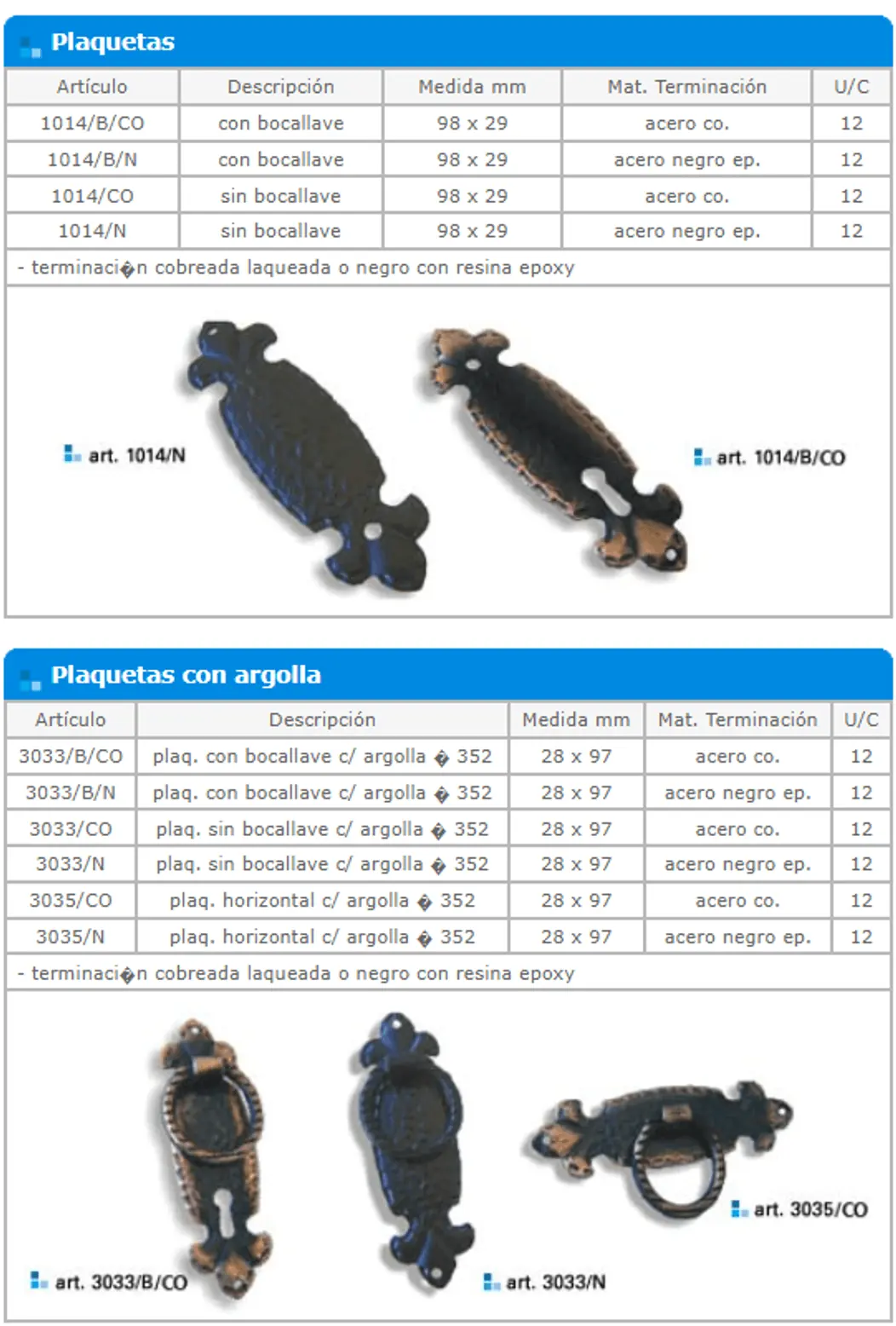 Ficha de catálogo de Línea flor de lis para muebles